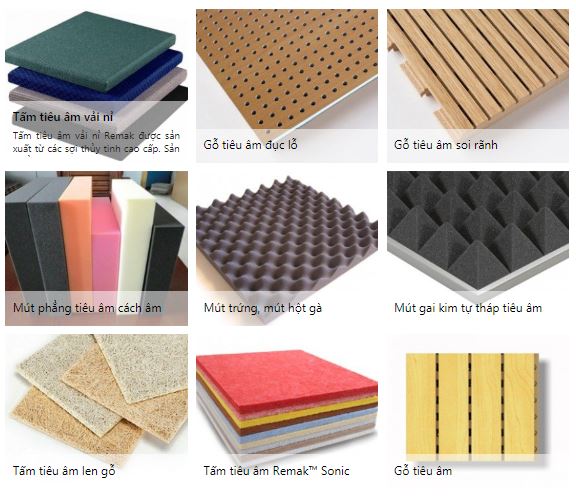Hình ảnh các vật liệu tiêu âm